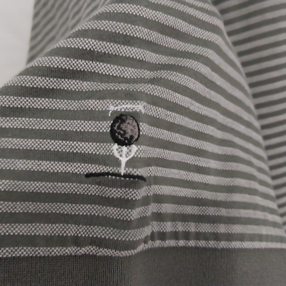 ADIDAS Polo Golf Shirt Men's Large Green Stripes 60s 2ply mercerized cotton - Picture 7 of 11